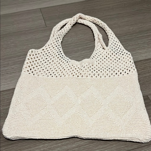 Handbags - Elegant Cream Knit Tote Bag